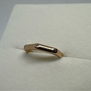 14k Gold Angular Design Band Wedding Diamond Ring Three Diamond Size 8, 3.23g